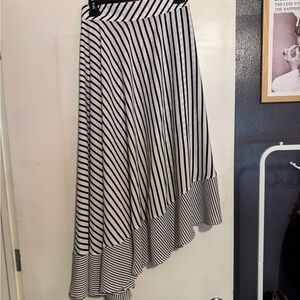Lane Bryant Asymmetrical Black and White Striped Skirt